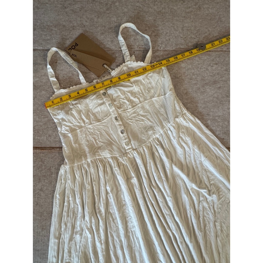 POL Ivory Sundress Women's S‎ Lace Trim Crochet Soft Adjustable Straps NWT - Picture 9 of 11